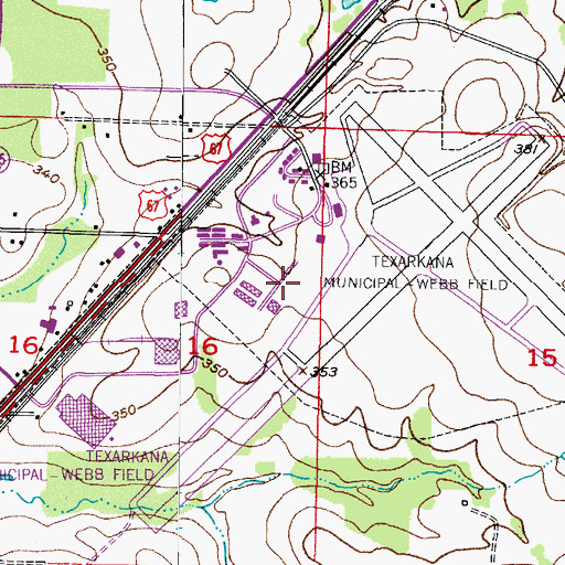 Topographic Map of Texarkana Regional Airport Rescue and Fire Department, AR