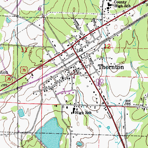 Topographic Map of Thornton Fire Station, AR