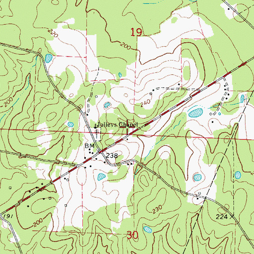 Topographic Map of Three Creeks Volunteer Fire Department, AR