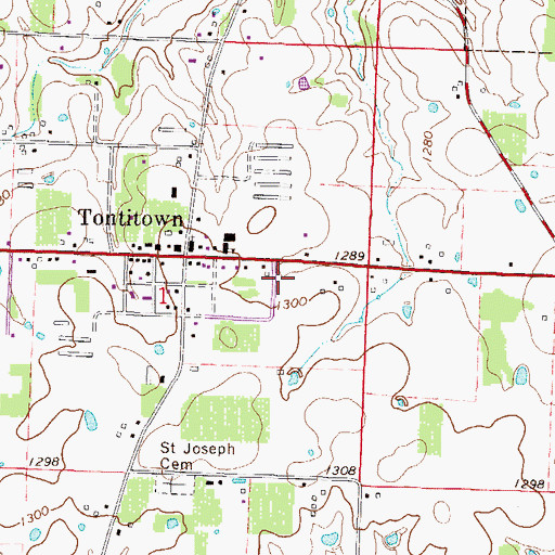 Topographic Map of Tontitown Fire Department, AR