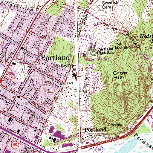 Topographic Map of Valley View School, CT