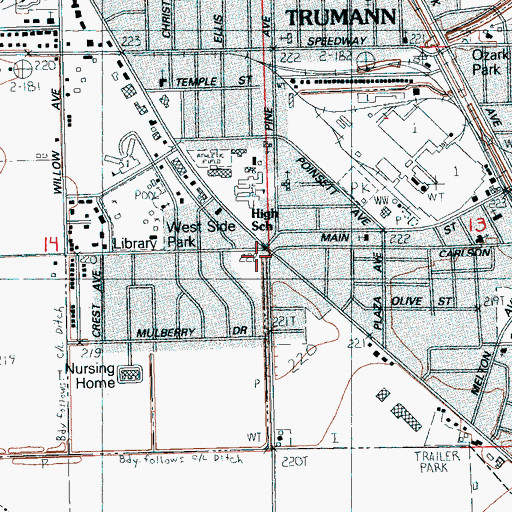 Topographic Map of Trumann Fire Station, AR