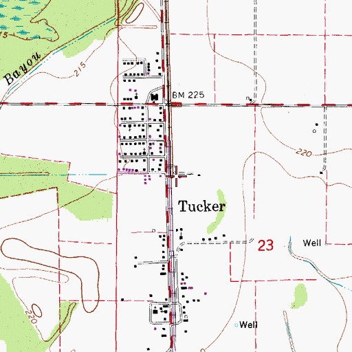 Topographic Map of Tucker Volunteer Fire Station, AR