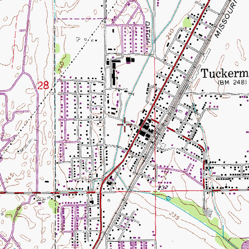 Topographic Map of Tuckerman Volunteer Fire Department, AR