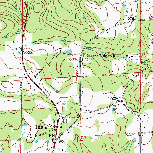 Topographic Map of Tumbling Shoals Volunteer Fire Department, AR
