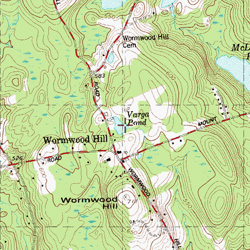 Topographic Map of Varga Pond, CT