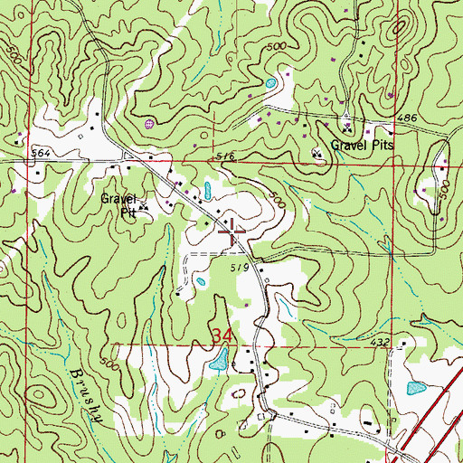 Topographic Map of Turtle Creek Volunteer Fire Department Station 2, AR