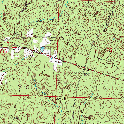 Topographic Map of Two Bayou Volunteer Fire Department, AR