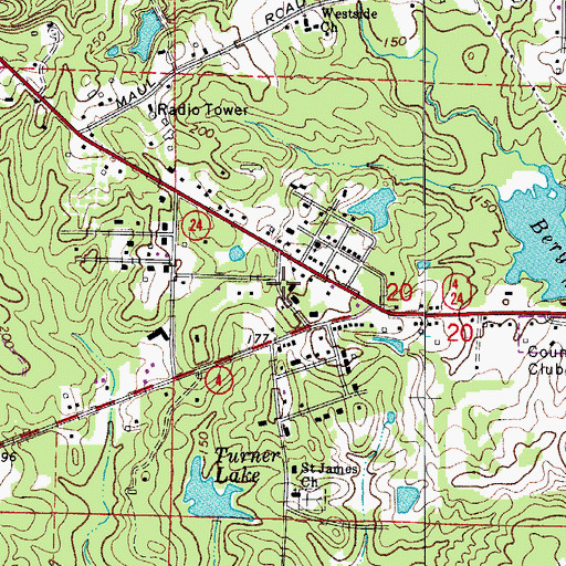 Topographic Map of Two Bayou Volunteer Fire Department Substation, AR