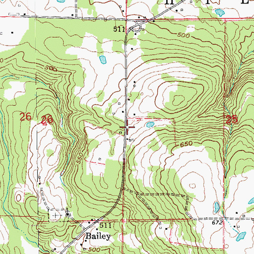 Topographic Map of Union Hill - Thida Fire Department, AR