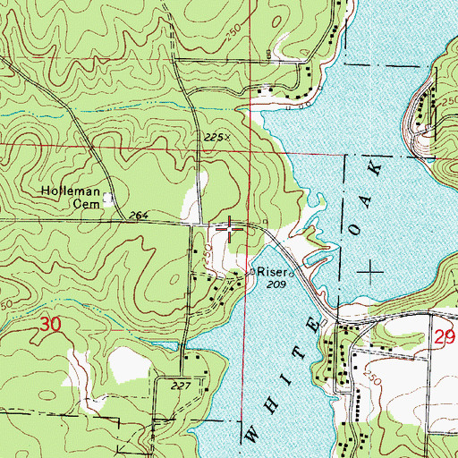 Topographic Map of Upper White Oak Volunteer Fire Department Station, AR