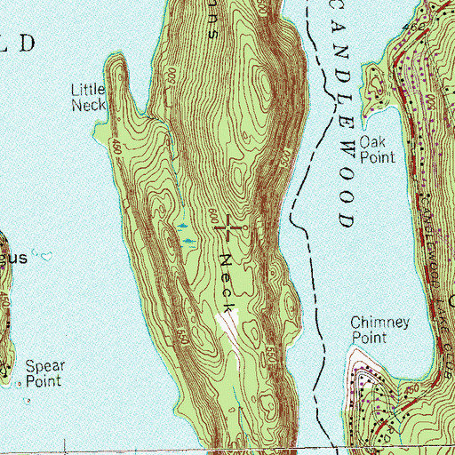 Topographic Map of Vaughns Neck, CT