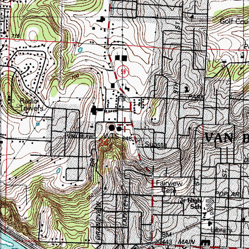 Topographic Map of Van Buren Fire Department Station 2, AR