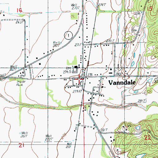 Topographic Map of Vanndale Volunteer Fire Department, AR