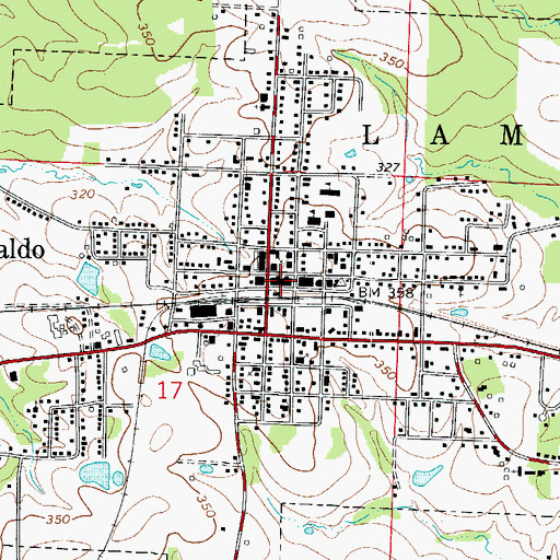 Topographic Map of Waldo Fire Department, AR