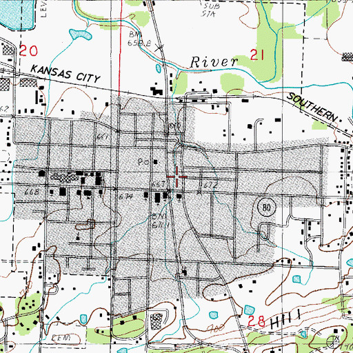 Topographic Map of Waldron City Volunteer Fire Department, AR
