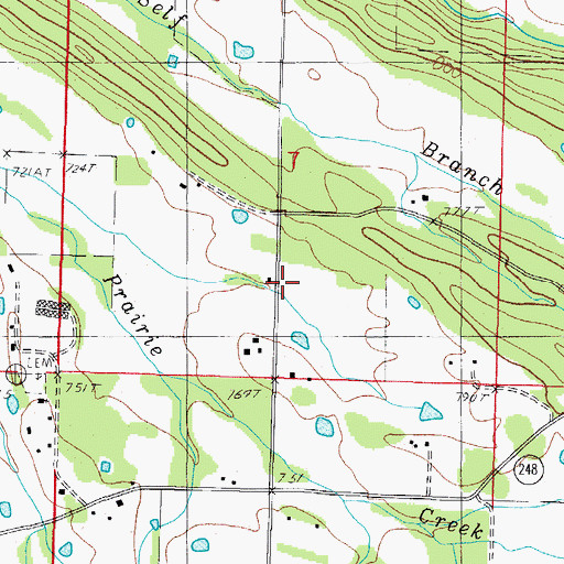 Topographic Map of Waldron Rural Volunteer Fire Department Station 2, AR