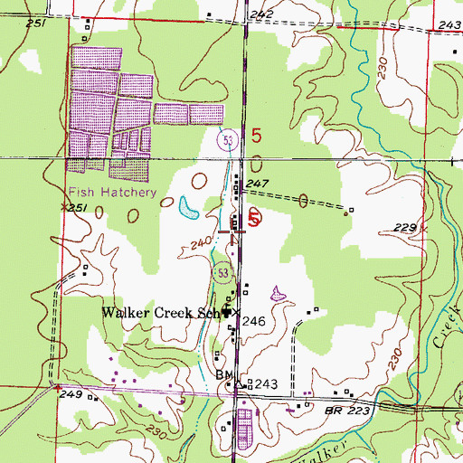 Topographic Map of Walker Creek Fire Department, AR