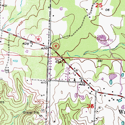 Topographic Map of Wallace Volunteer Fire Department, AR