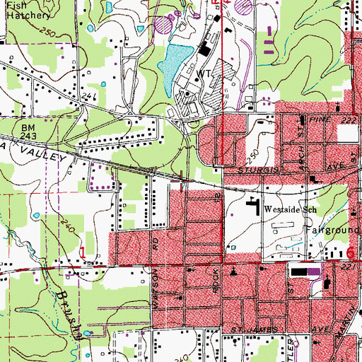 Topographic Map of Warren Fire Station 2, AR