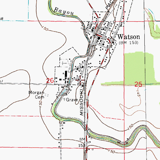 Topographic Map of Watson Volunteer Fire Station 2, AR