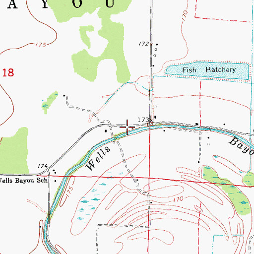 Topographic Map of Wells Bayou Volunteer Fire Department, AR