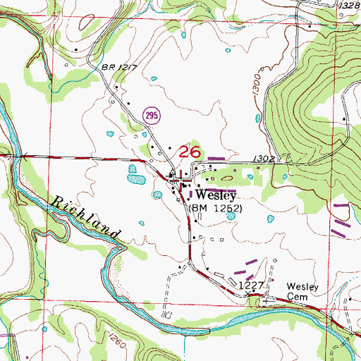 Topographic Map of Wesley Volunteer Fire Department, AR