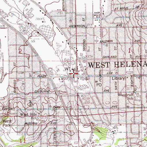 Topographic Map of West Helena Fire Department, AR