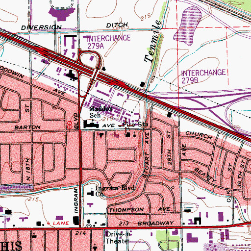 Topographic Map of West Memphis Fire Department Station 3, AR