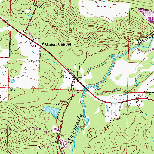 Topographic Map of West Pulaski Fire Department Station 3, AR