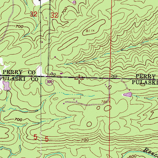 Topographic Map of West Pulaski Fire Department Station 4, AR