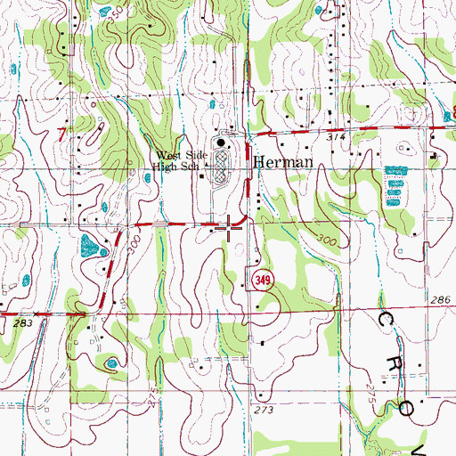 Topographic Map of Bono Fire Department Westside Station, AR