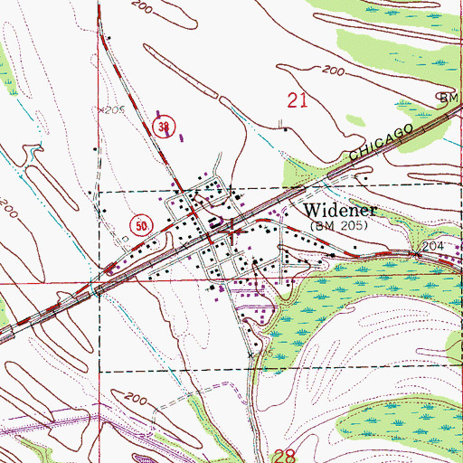 Topographic Map of Widener Volunteer Fire Department, AR