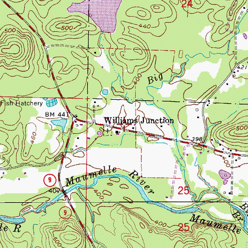 Topographic Map of Williams Junction Volunteer Fire Department, AR