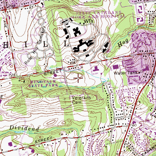 Topographic Map of Colonel Raymond F Gates Memorial Cemetery, CT