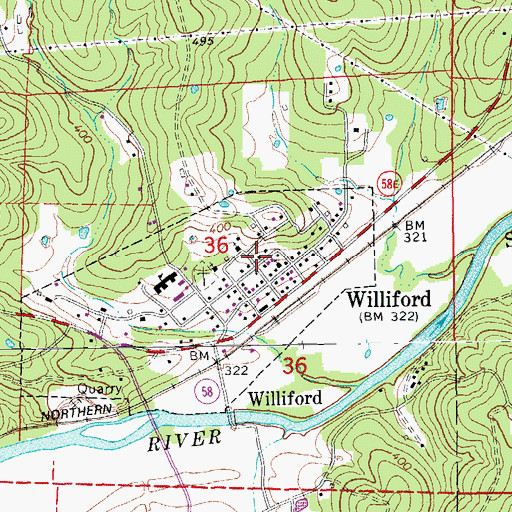 Topographic Map of Williford Volunteer Fire Department, AR
