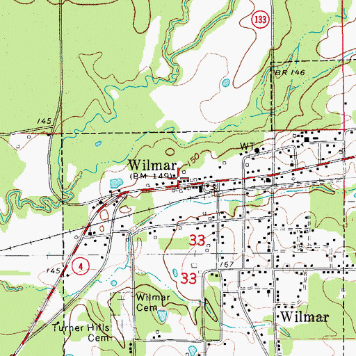 Topographic Map of Wilmar Fire Department, AR