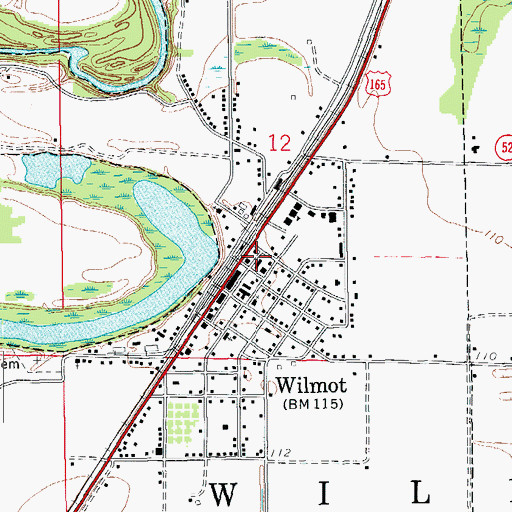 Topographic Map of Wilmot Volunteer Fire Department, AR