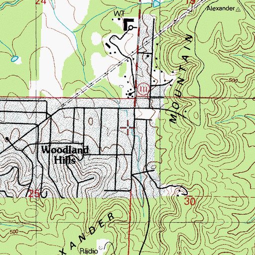 Topographic Map of Woodland Hills Volunteer Fire Department Station 1, AR