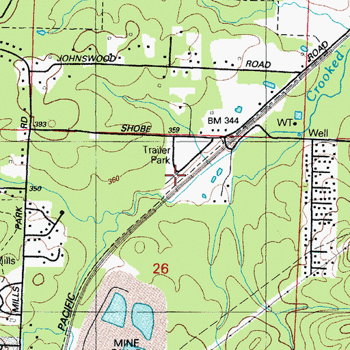 Topographic Map of Woodland Hills Volunteer Fire Department Station 2, AR