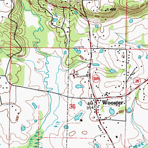 Topographic Map of Wooster Volunteer Fire Department, AR
