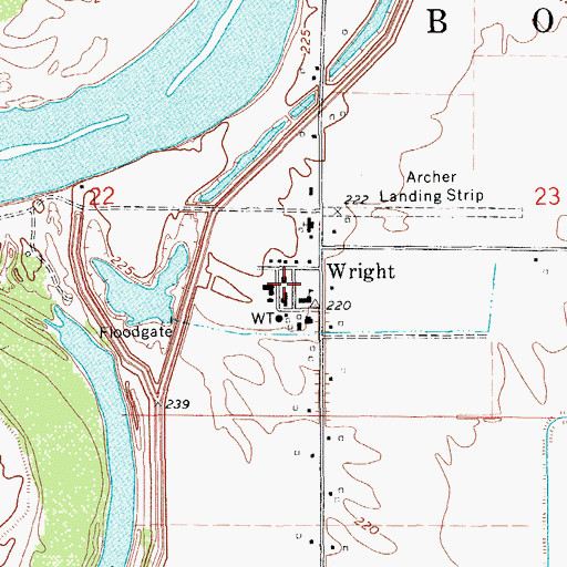 Topographic Map of Wright - Pastoria Volunteer Fire Department, AR