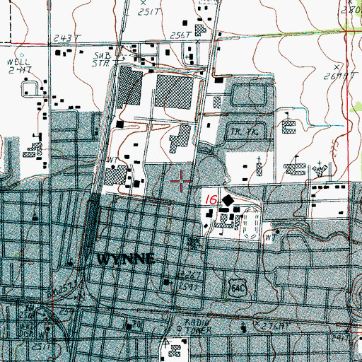 Topographic Map of Wynne Central Fire Station, AR