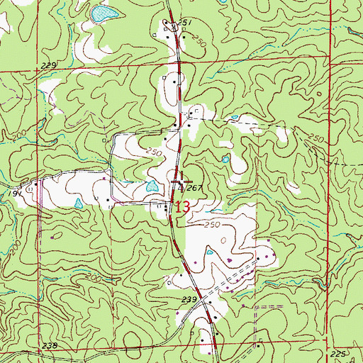 Topographic Map of Y Community Rural Fire Department Station 1, AR