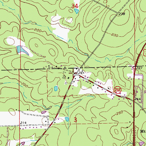 Topographic Map of Y Fire Department Substation, AR