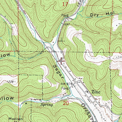 Topographic Map of Zinc Volunteer Fire Department, AR