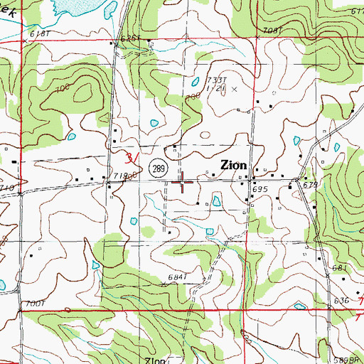 Topographic Map of Zion Volunteer Fire Department, AR