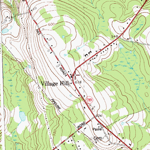 Topographic Map of Village Hill, CT
