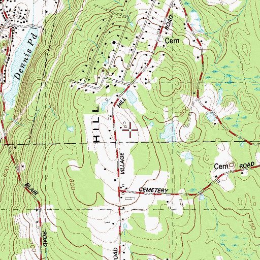 Topographic Map of Village Hill, CT