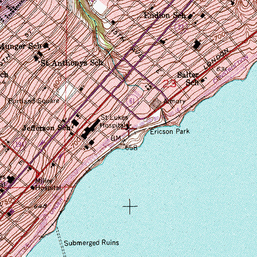 Topographic Map of First Lutheran Church, MN